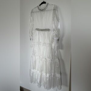 Raphaëlle crystal-embellished tiered midi dress NWT S Miss Rosier